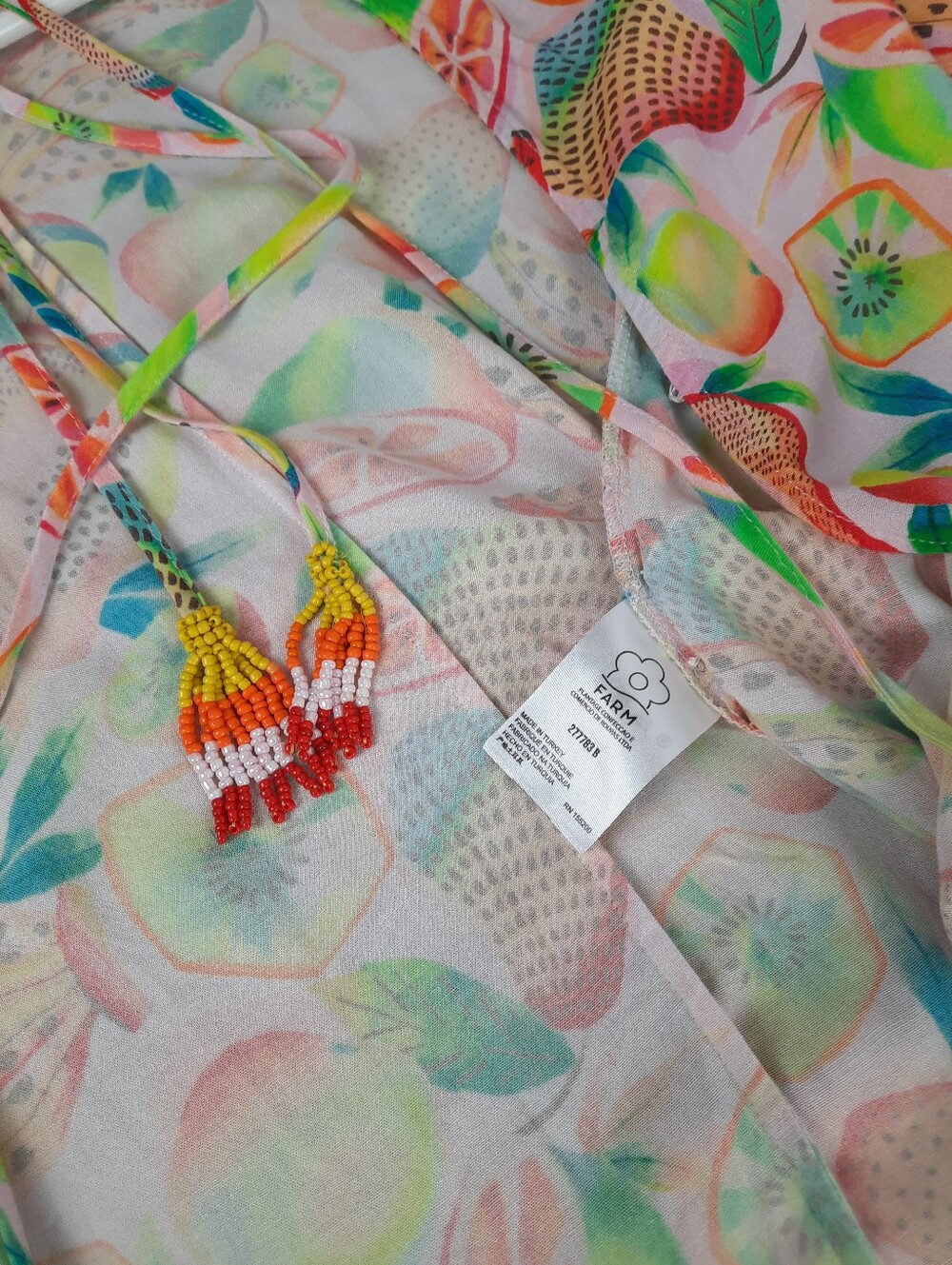 FARM Rio Anthropologie Citrus & Kiwi Wrap Top - Picture 16 of 16
